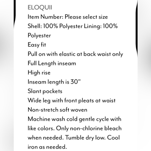 ELOQUII pants Wide Leg Dress pull on elastic waistband in Black 14 NEW wide - Picture 7 of 7